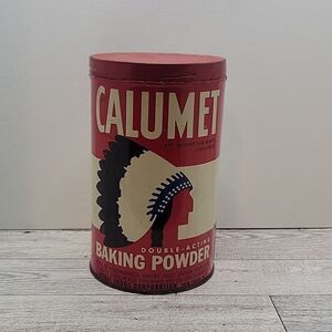 Calumet Baking Powder Lithograph Tin Vintage Advertising Decor Farmhouse Rustic